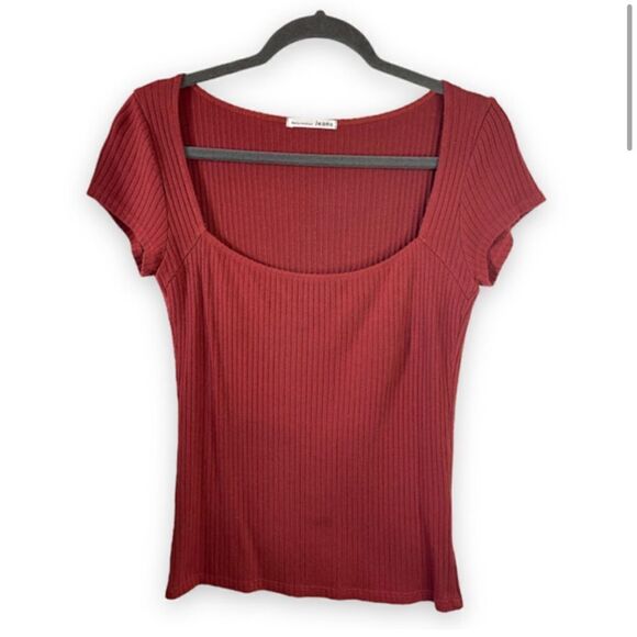 Reformation Bardot Knit Top Rust Color Ribbed
Fitted Shirt Size Large - Picture 3 of 8